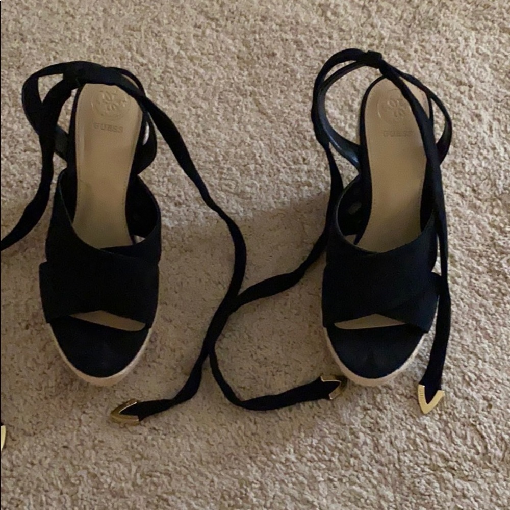 Black velvety wedges